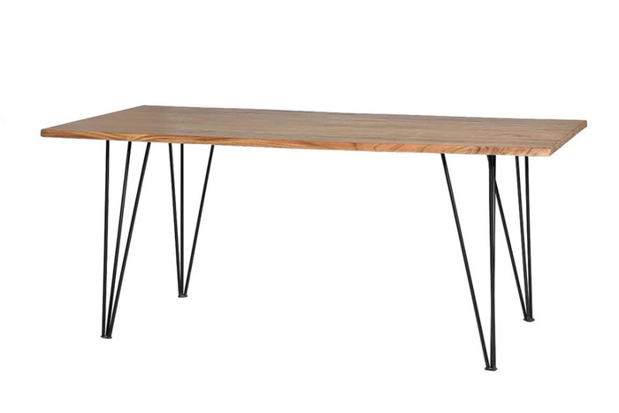 GINER Y COLOMER Table de salle à manger en acacia naturel et pieds en métal, 10 places